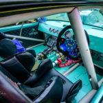 1980's, Matra Simca Bagheera, pro street, dragster, blown, scooped, billet wheels, slicks, chute, interior view, seats, cage, safety cage, controls, dash, gauges, shifter,