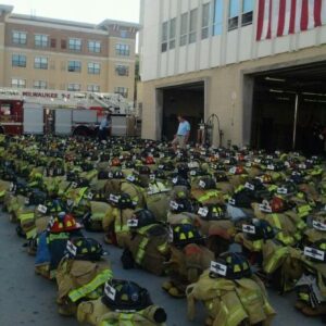 9:11 FireRescue1 May 11 · This photo still gives us the chills. A set of turnout gear for each firefighter lost on 9:11.