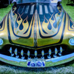 Desoto, grille, chrome, drenched, shaved, louvered, Golden, flames, panel paint, radically, Kustomized, Mercury, Fountain Valley Classic Car & Truck Show, Pete Haak