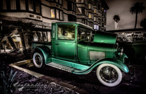 Model a, truck, hot truck, green, white wall, traditional,santa maria inn, kustom, car show, West coast kustoms, cruising nationals, santa maria ca,