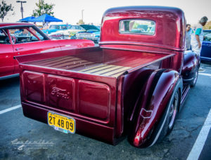 Rusted Development's Hot 1940, Truck, Kandy red, pick up, rick dore, rusted development, tv show, kustom, hoarder, -40, ford, Bob's Big Boy, Norco, discovery, bed, step side, tail gate, kool stance, mirror finish, show, paint, polished, shine