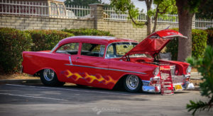 55 chevy, 1955 chevrolet, gm, flames, stance, pro street, Church 4th 2016 Shot by K. Mikael Wallin for Customikes all rights reserved