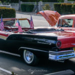 57, ford, convertible, sunliner, two tonedChurch, car show, july, 4th, 2016, breakfast, flags