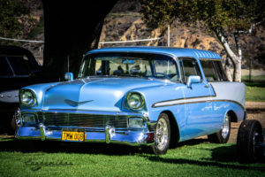 Platinum blue, pearl white, 1956, Chevrolet, Wagon, Oak Canyon Park, sun, Oak park canyon, OC, silverado canyon, tree,