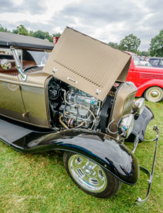 1932, 32, Roadster, ford, soft top, removable top, hot rod, big n' littles, chrome, paint, smooth, park, sky, clouds, car show, NSRA UK, K. Mikael Wallin, Customikes, engine view, blower, power house, horsepower, fast, powerful, fender, rim, bumper, 