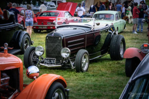 automobiles, classics, rides, cars, fun, 1932, 32, Roadster, ford, soft top, removable top, hot rod, big n' littles, chrome, paint, smooth, park, sky, clouds, car show, NSRA UK, K. Mikael Wallin, Customikes